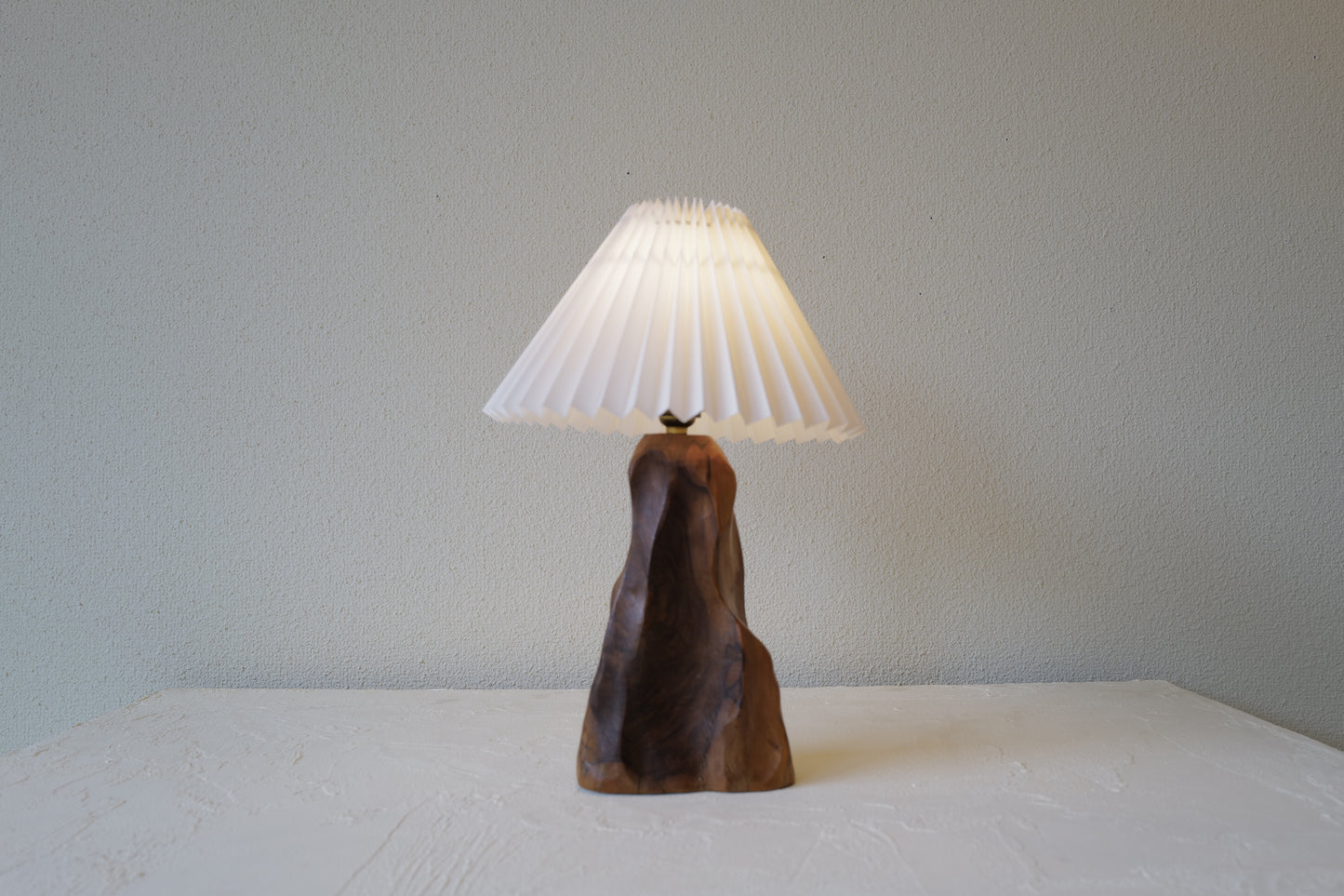 vintage Brutalist Wood Table Lamp 1970's France