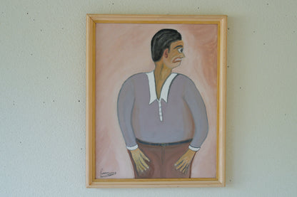 Vintage painting　「Man wearing a polo shirt」in France