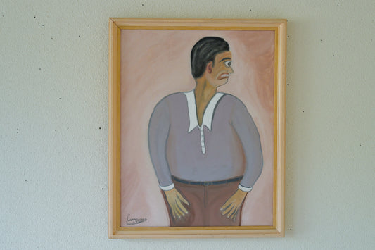 Vintage painting　「Man wearing a polo shirt」in France
