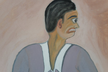 Vintage painting　「Man wearing a polo shirt」in France