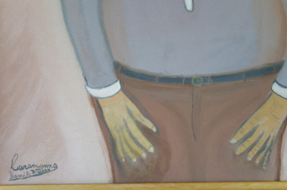 Vintage painting　「Man wearing a polo shirt」in France