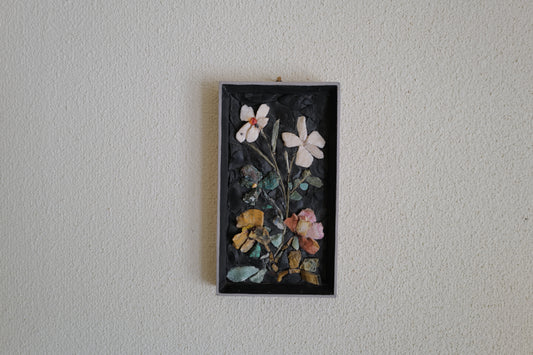 1970s wall decor .flowers picture made of stones