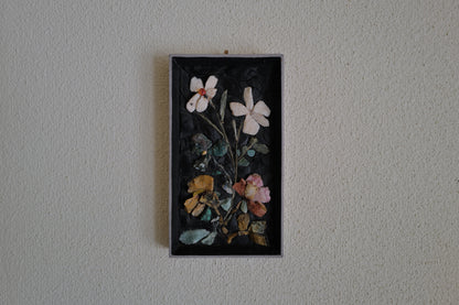 1970s wall decor .flowers picture made of stones