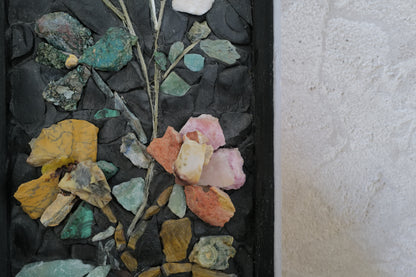 1970s wall decor .flowers picture made of stones