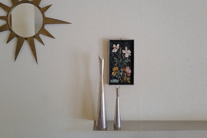 1970s wall decor .flowers picture made of stones