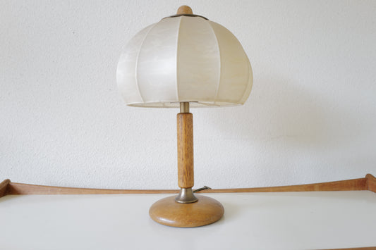 1960s Cocoon & Wood   mushroom Lamp.  Germany