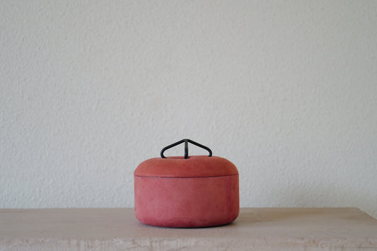 1960s Pink suede and iron accessory case