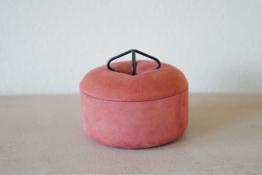 1960s Pink suede and iron accessory case
