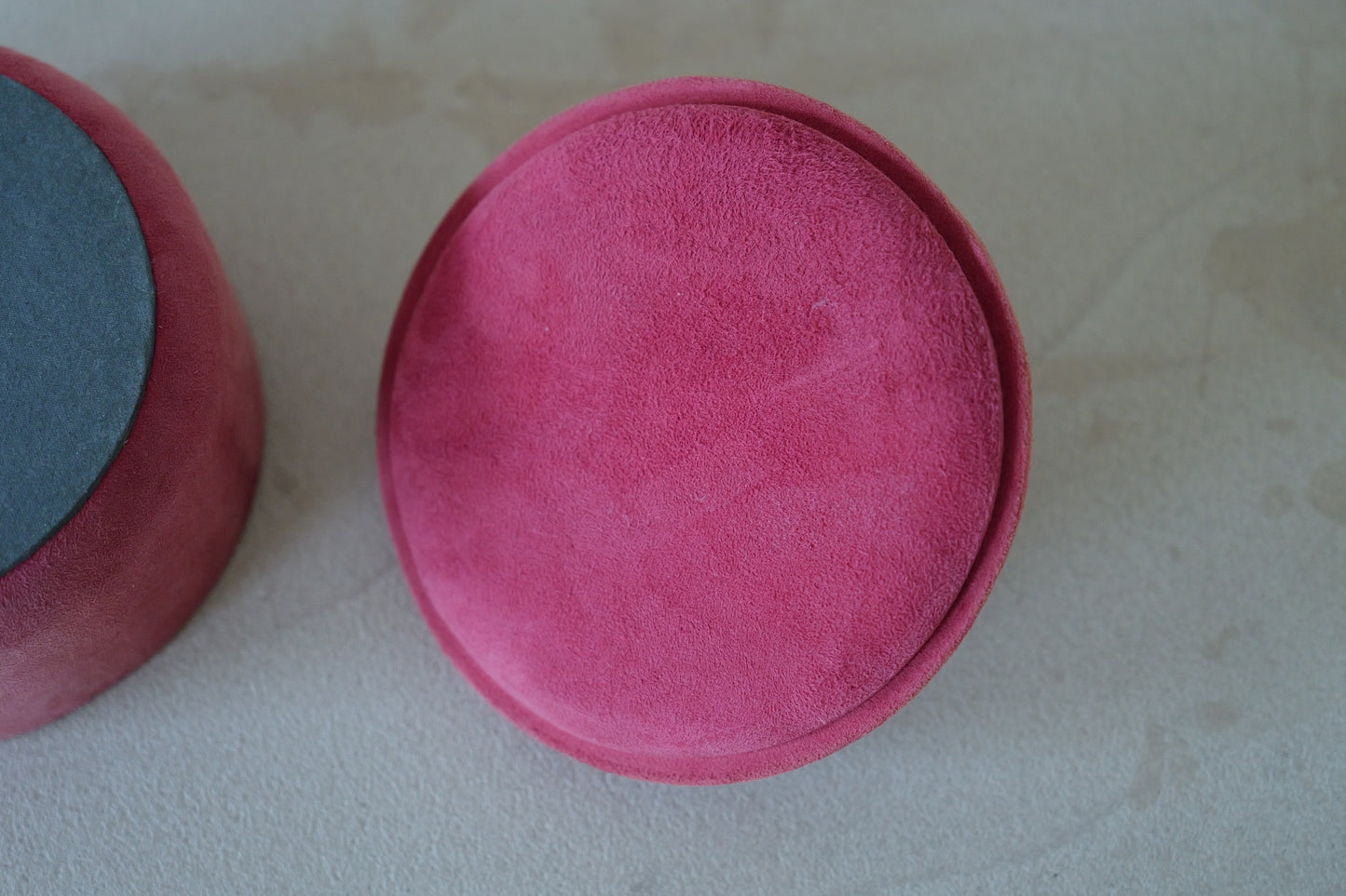 1960s Pink suede and iron accessory case