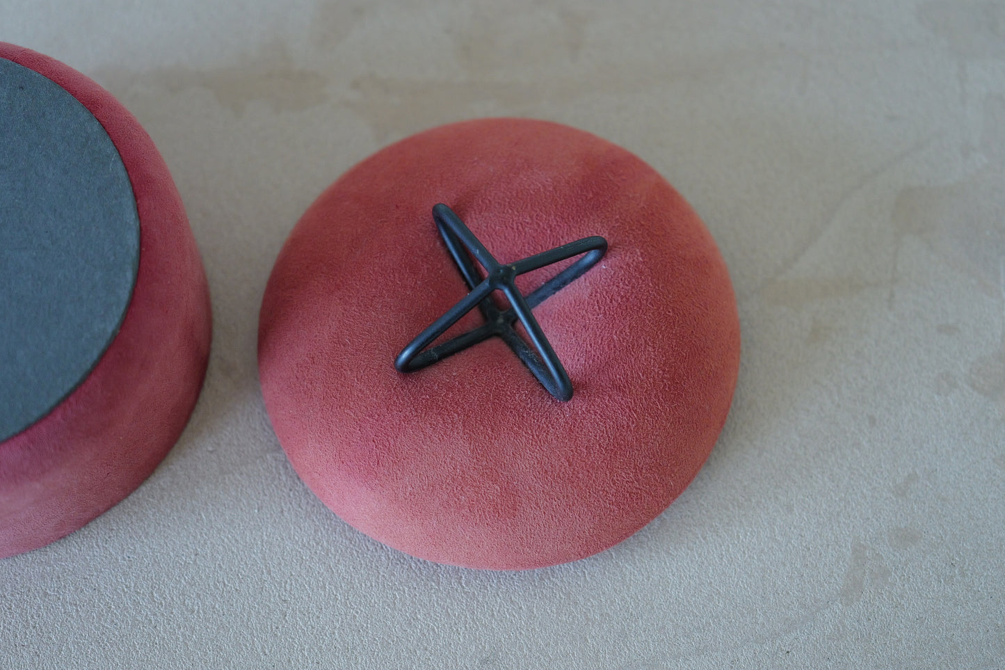 1960s Pink suede and iron accessory case