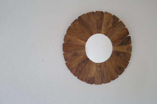 Sun wall mirror ,wooden 1960s France