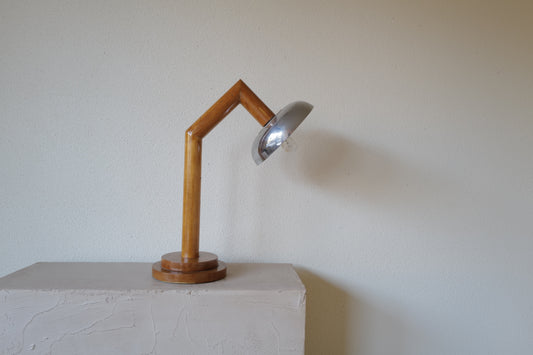 Wood table lamp, France 1940s