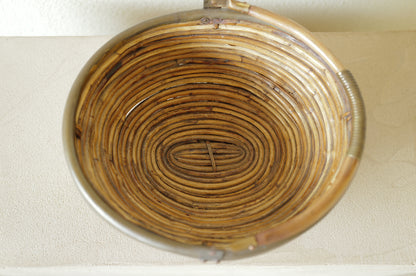 1960s  Rattan and Brass Basket Style of Gabriella Crespi, Italy ④