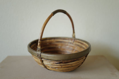 1960s  Rattan and Brass Basket Style of Gabriella Crespi, Italy ④