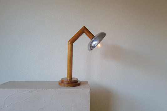 Wood table lamp, France 1940s