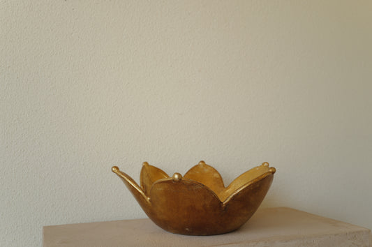 Brushed Gold Ceramic Bowl　Italy　1980s