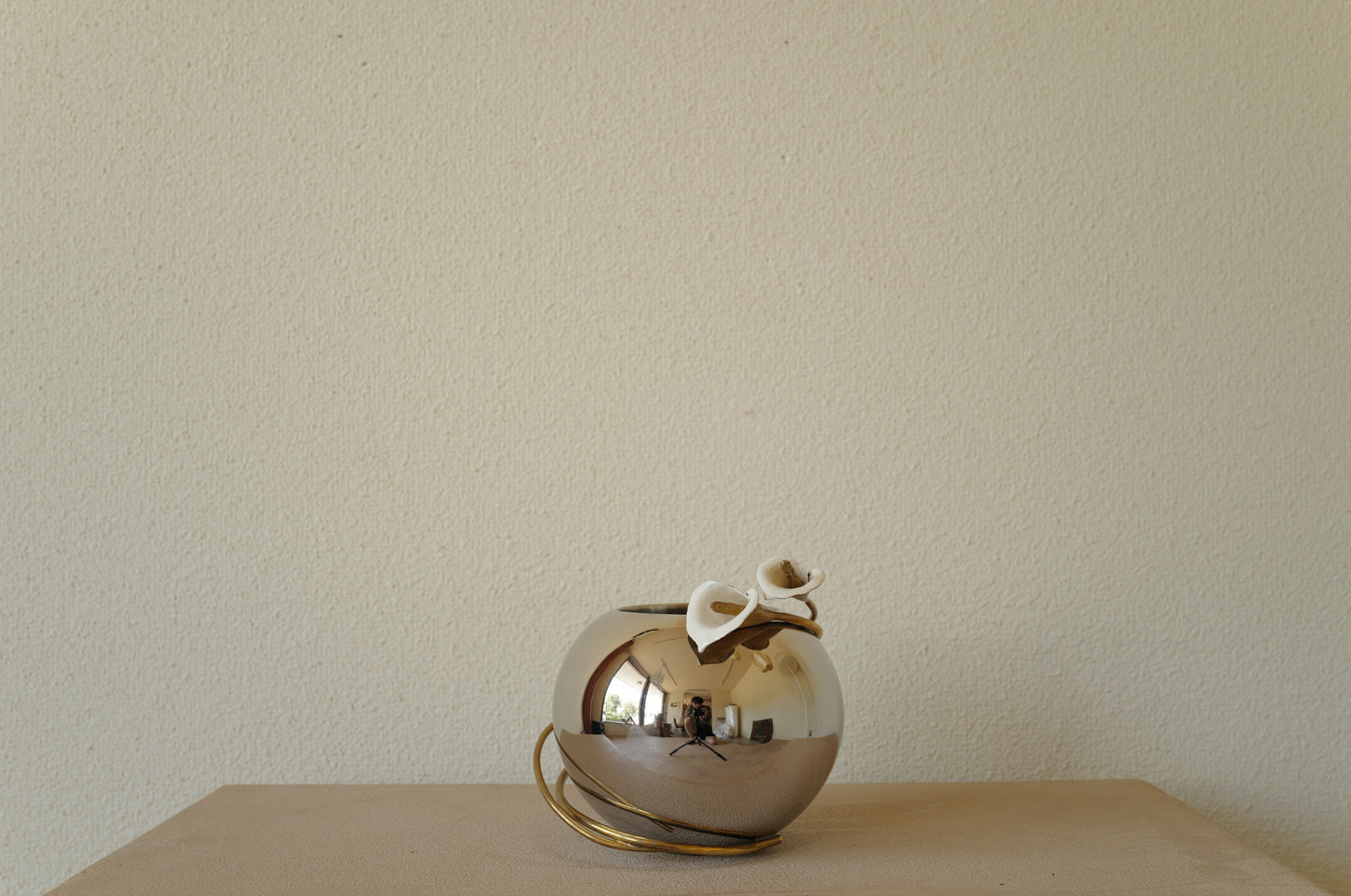 Chrome and Brass  Metal  Vase by Michael Aram 1980s