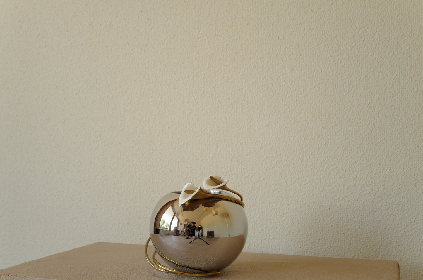Chrome and Brass  Metal  Vase by Michael Aram 1980s