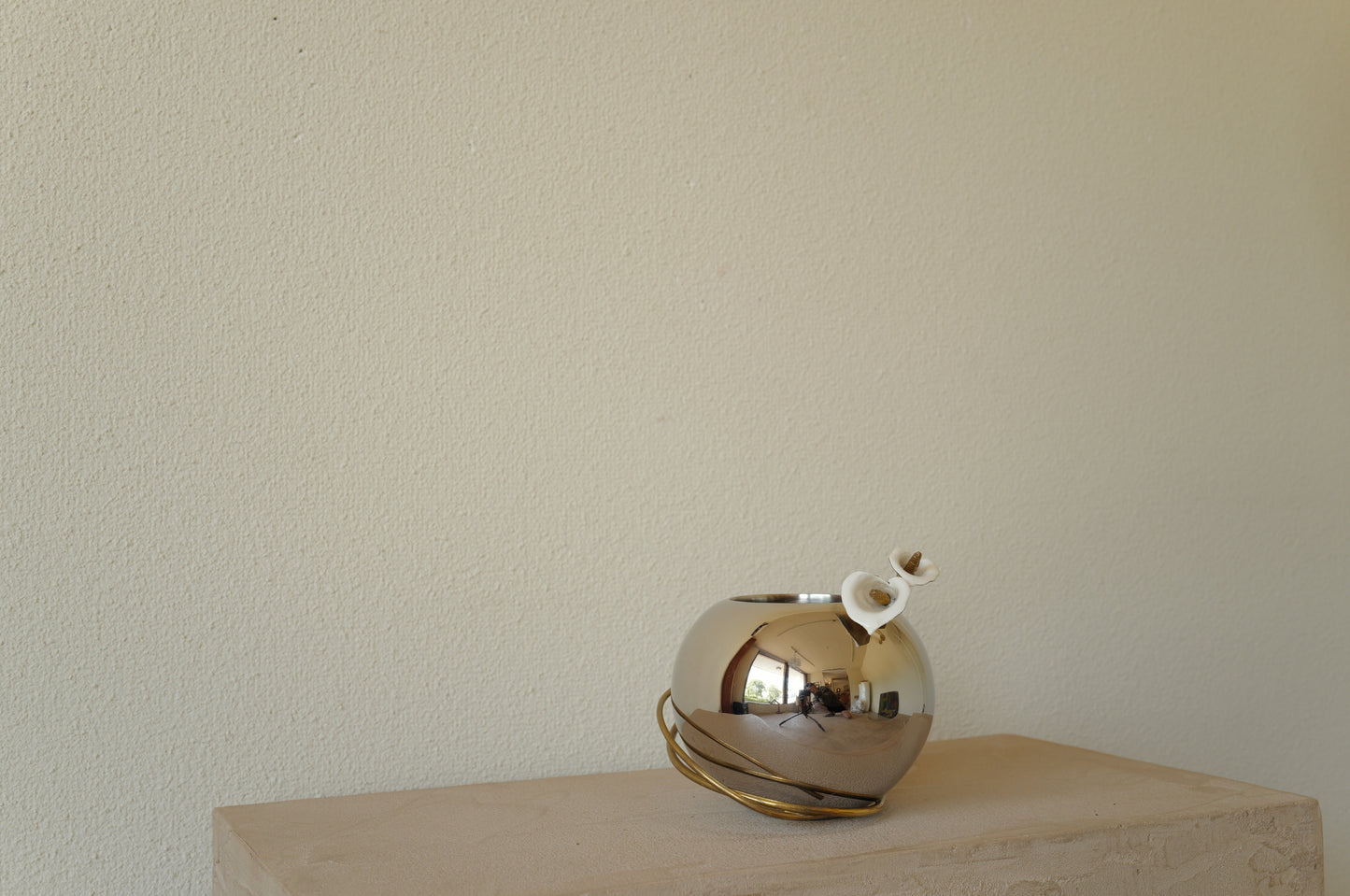 Chrome and Brass  Metal  Vase by Michael Aram 1980s