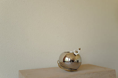 Chrome and Brass  Metal  Vase by Michael Aram 1980s