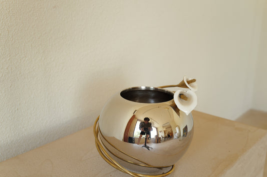 Chrome and Brass  Metal  Vase by Michael Aram 1980s