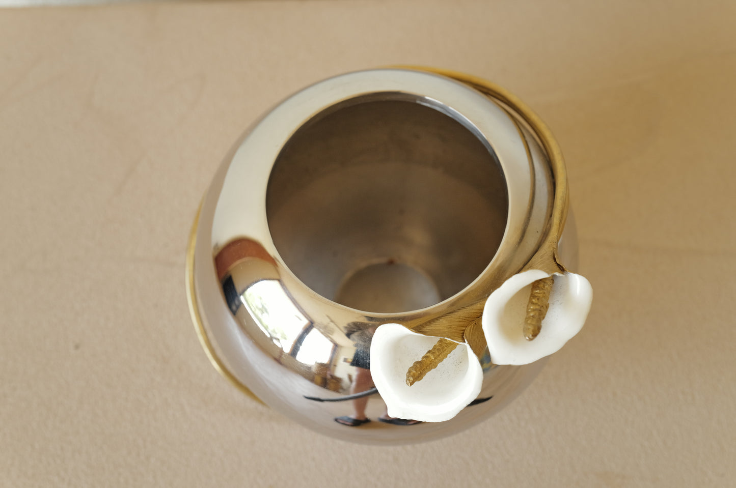Chrome and Brass  Metal  Vase by Michael Aram 1980s