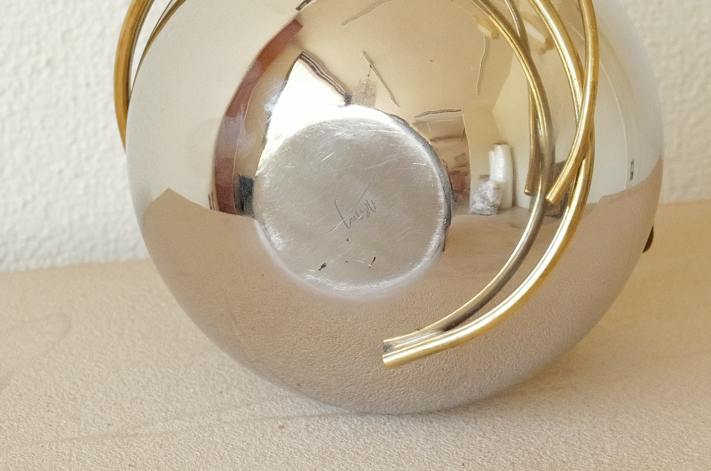 Chrome and Brass  Metal  Vase by Michael Aram 1980s