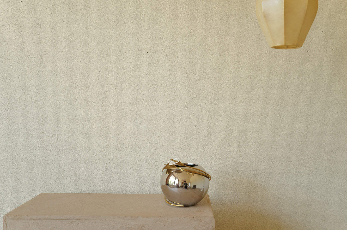 Chrome and Brass  Metal  Vase by Michael Aram 1980s