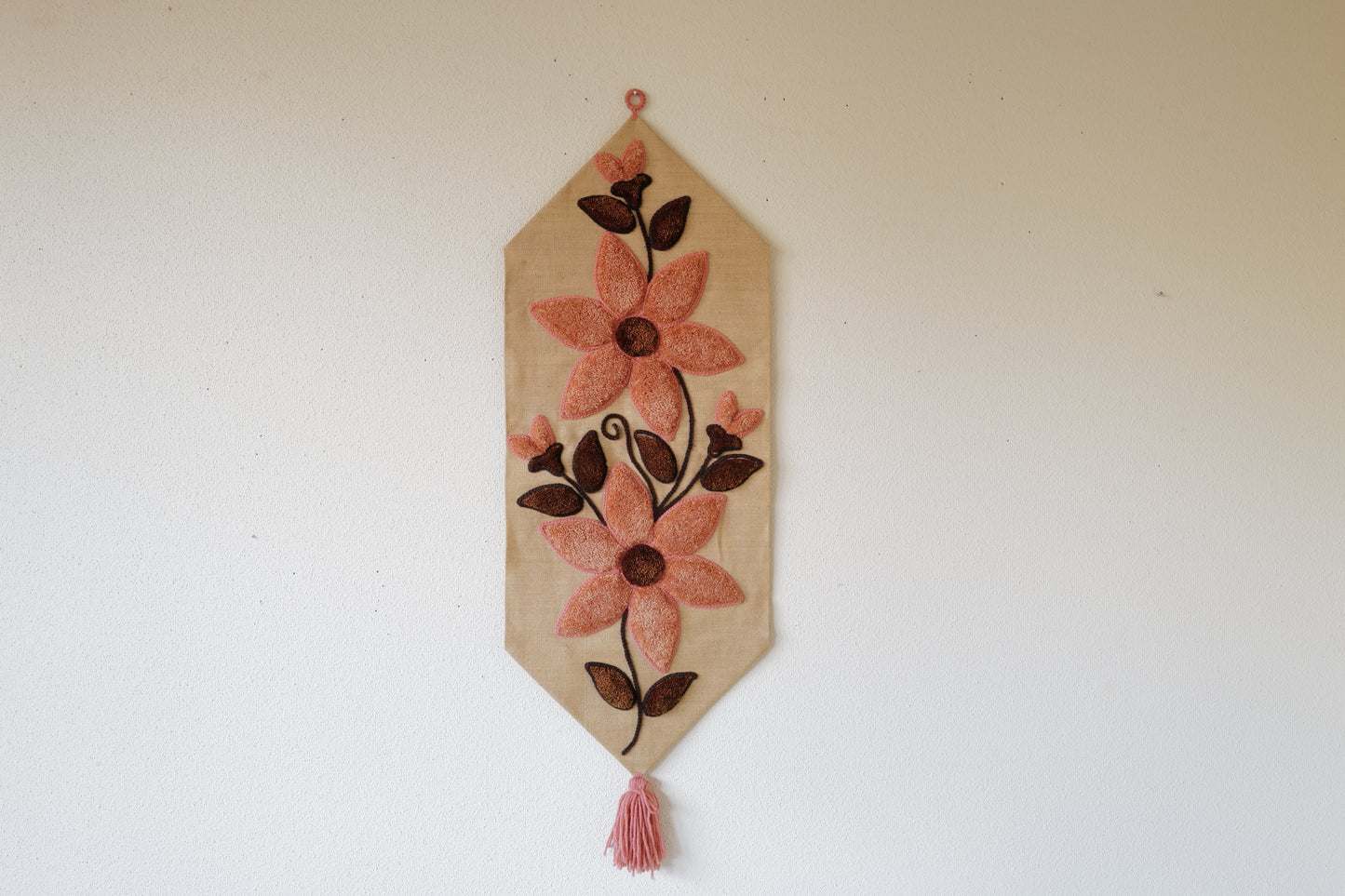 Flower Wall Hanging Fiber Art Tapestry 1970s France