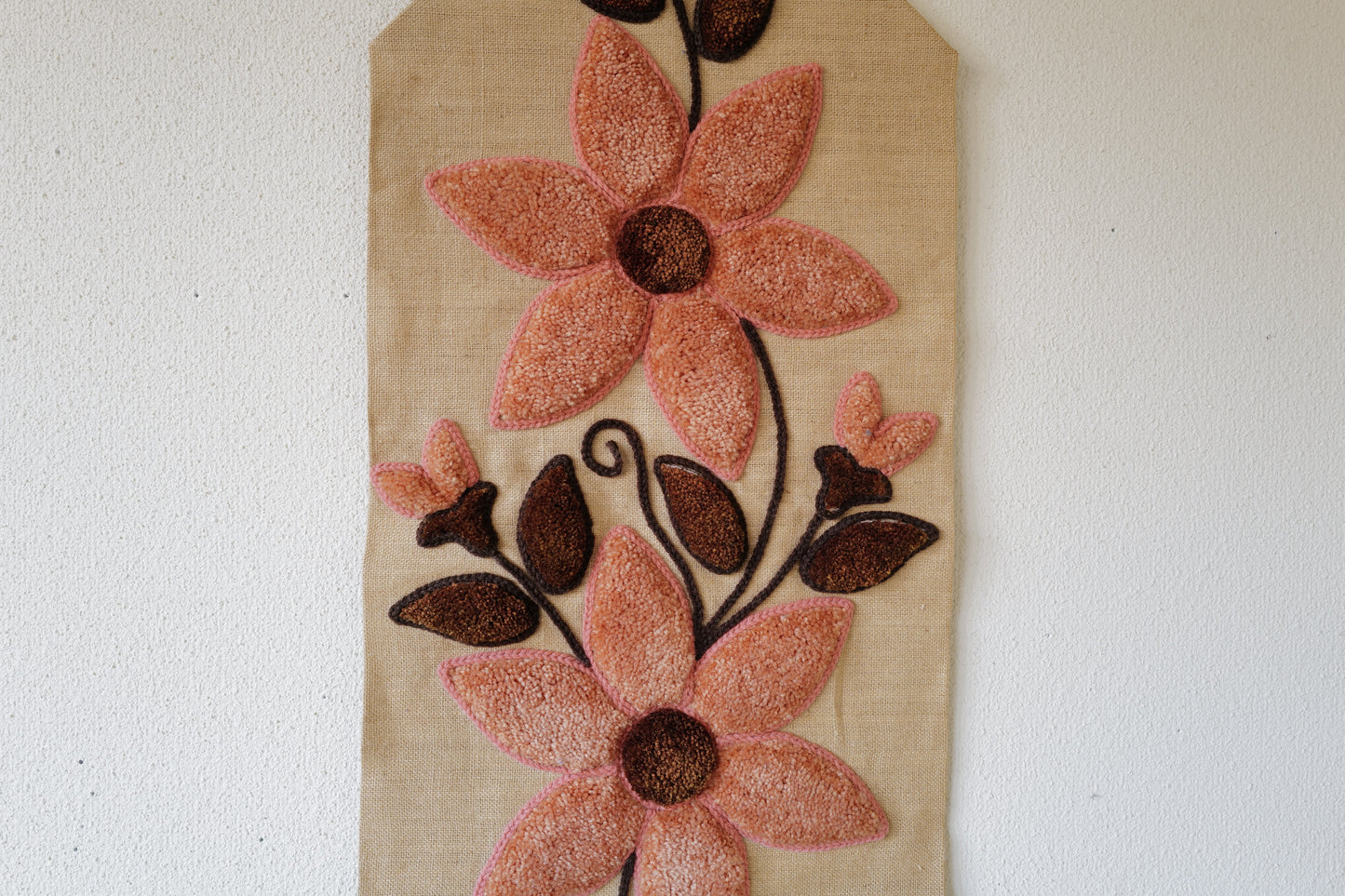 Flower Wall Hanging Fiber Art Tapestry 1970s France