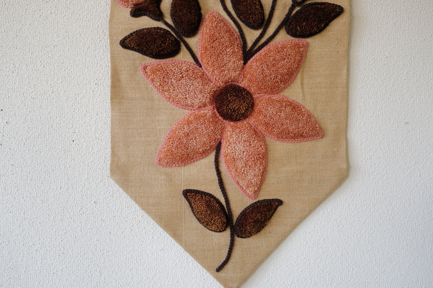 Flower Wall Hanging Fiber Art Tapestry 1970s France