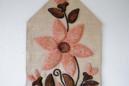 Flower Wall Hanging Fiber Art Tapestry 1970s France