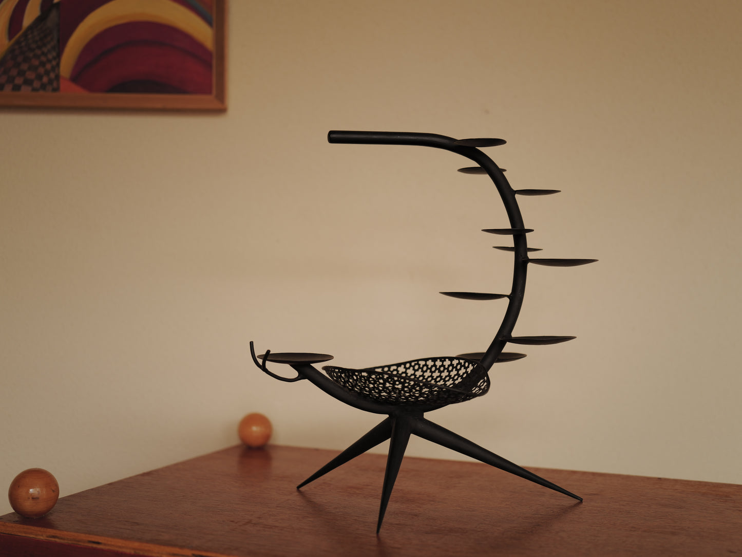1950s perforated iron with clover motif.style of Mathieu Matégot