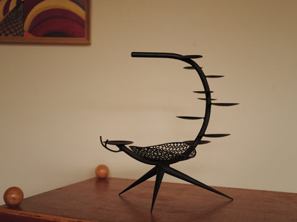 1950s perforated iron with clover motif.style of Mathieu Matégot