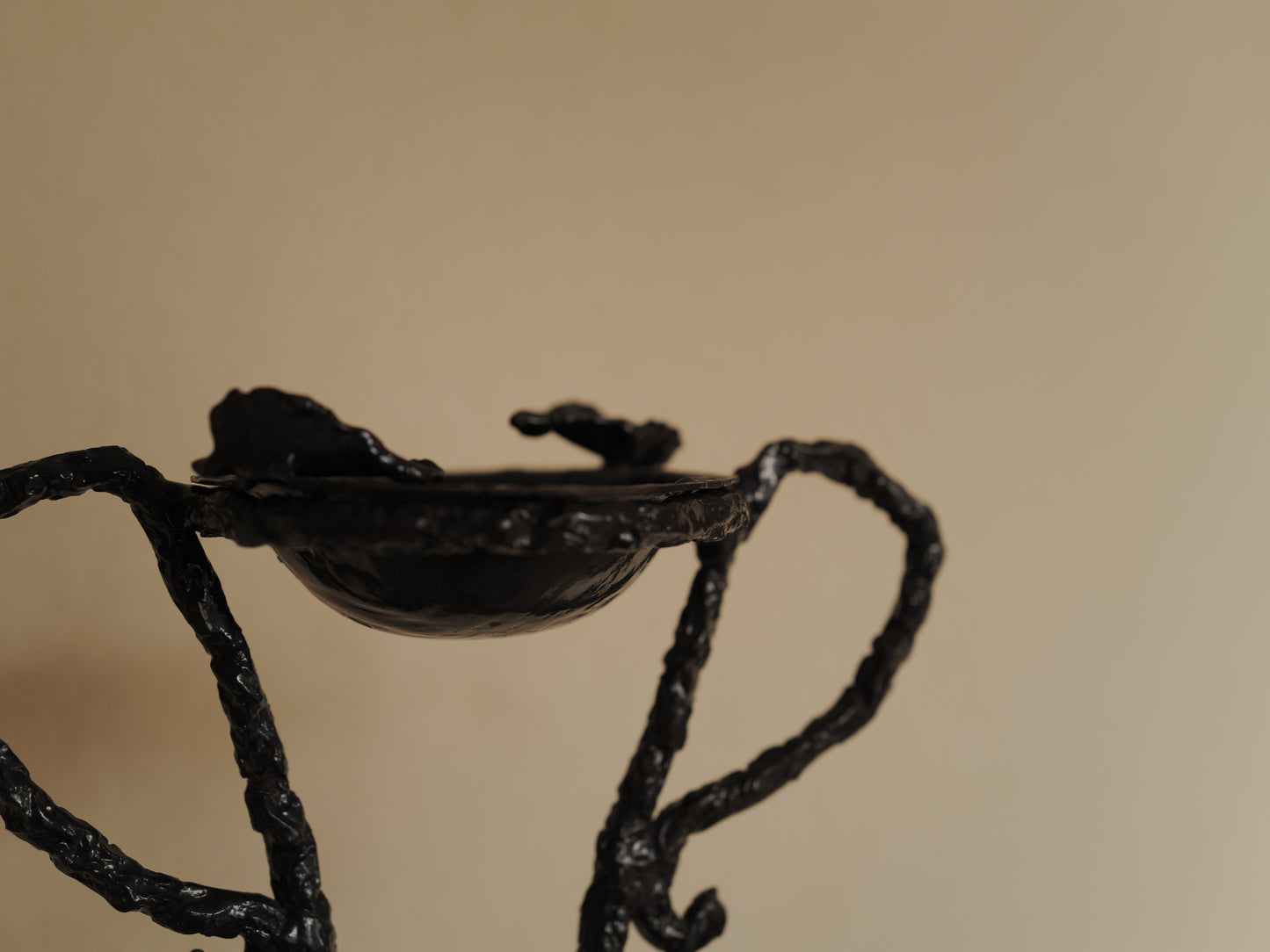 1960s Handcrafted wrought iron ashtray, brutalist sculpture