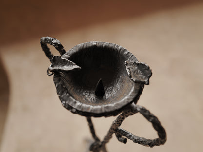 1960s Handcrafted wrought iron ashtray, brutalist sculpture