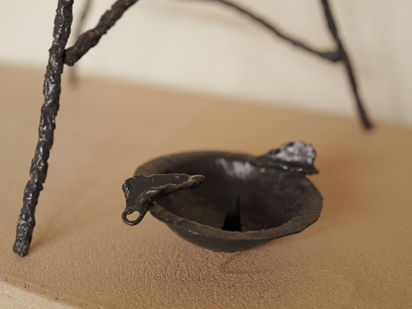 1960s Handcrafted wrought iron ashtray, brutalist sculpture