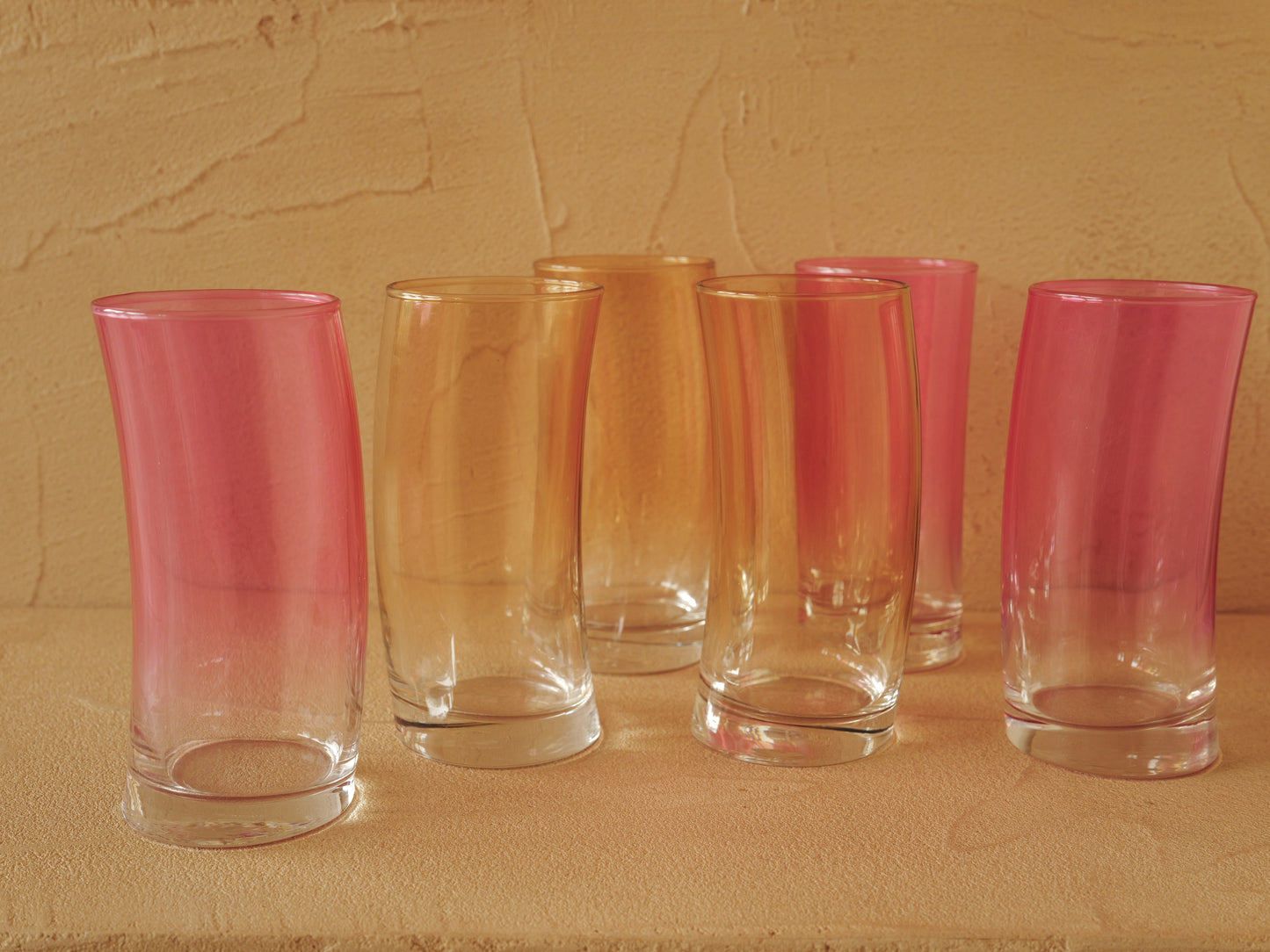 1960s Set of 6 two-tone Murano glass glasses