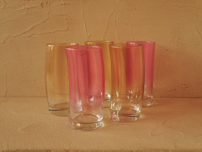 1960s Set of 6 two-tone Murano glass glasses