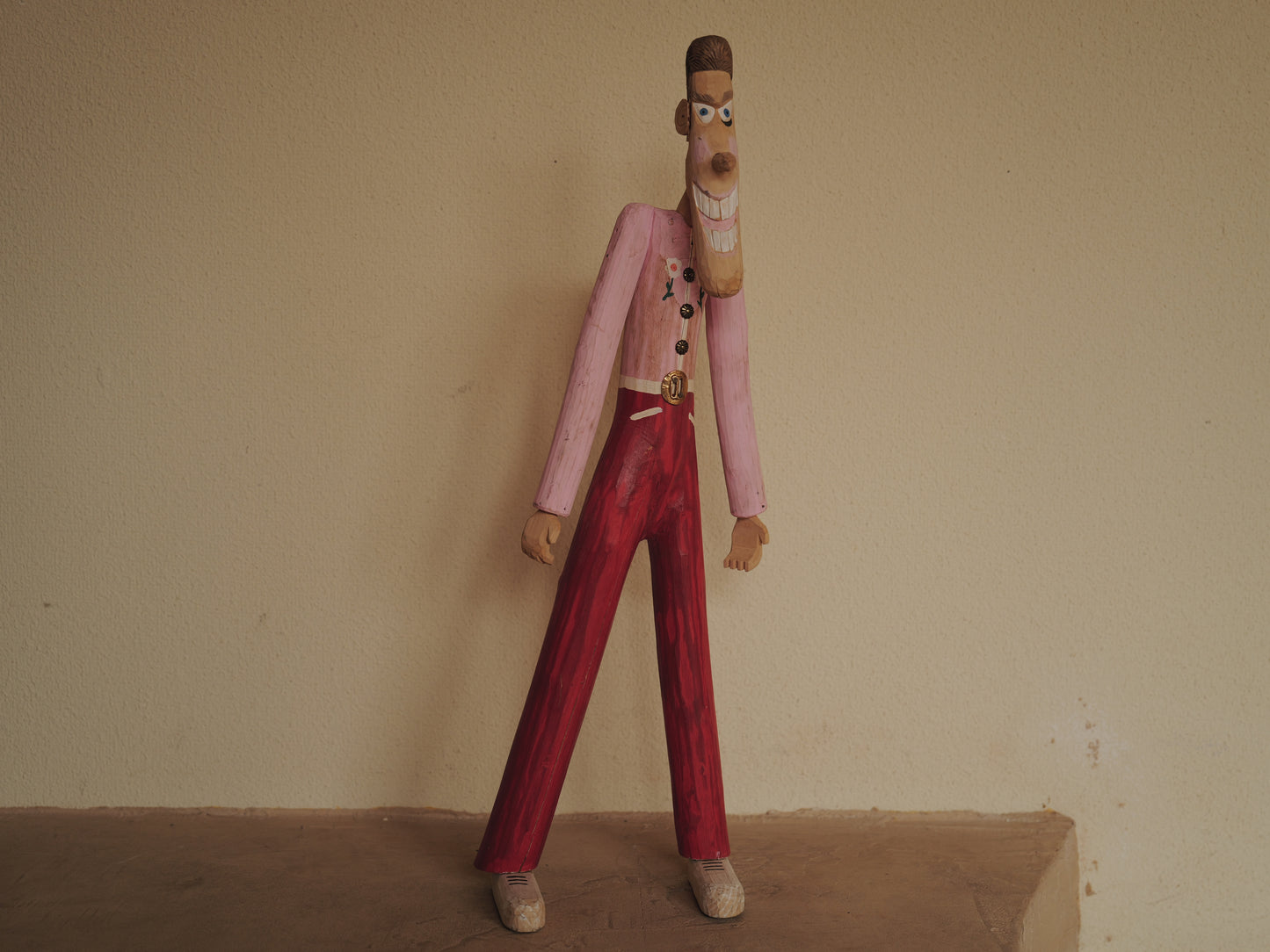 1970s Folk Art Carving Wood FigurineHand Carved Sculpture