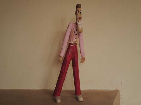 1970s Folk Art Carving Wood FigurineHand Carved Sculpture