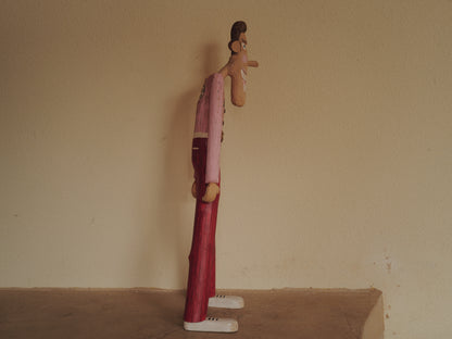 1970s Folk Art Carving Wood FigurineHand Carved Sculpture