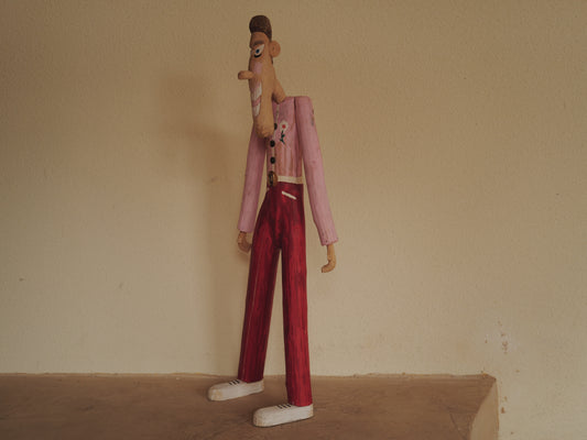 1970s Folk Art Carving Wood FigurineHand Carved Sculpture