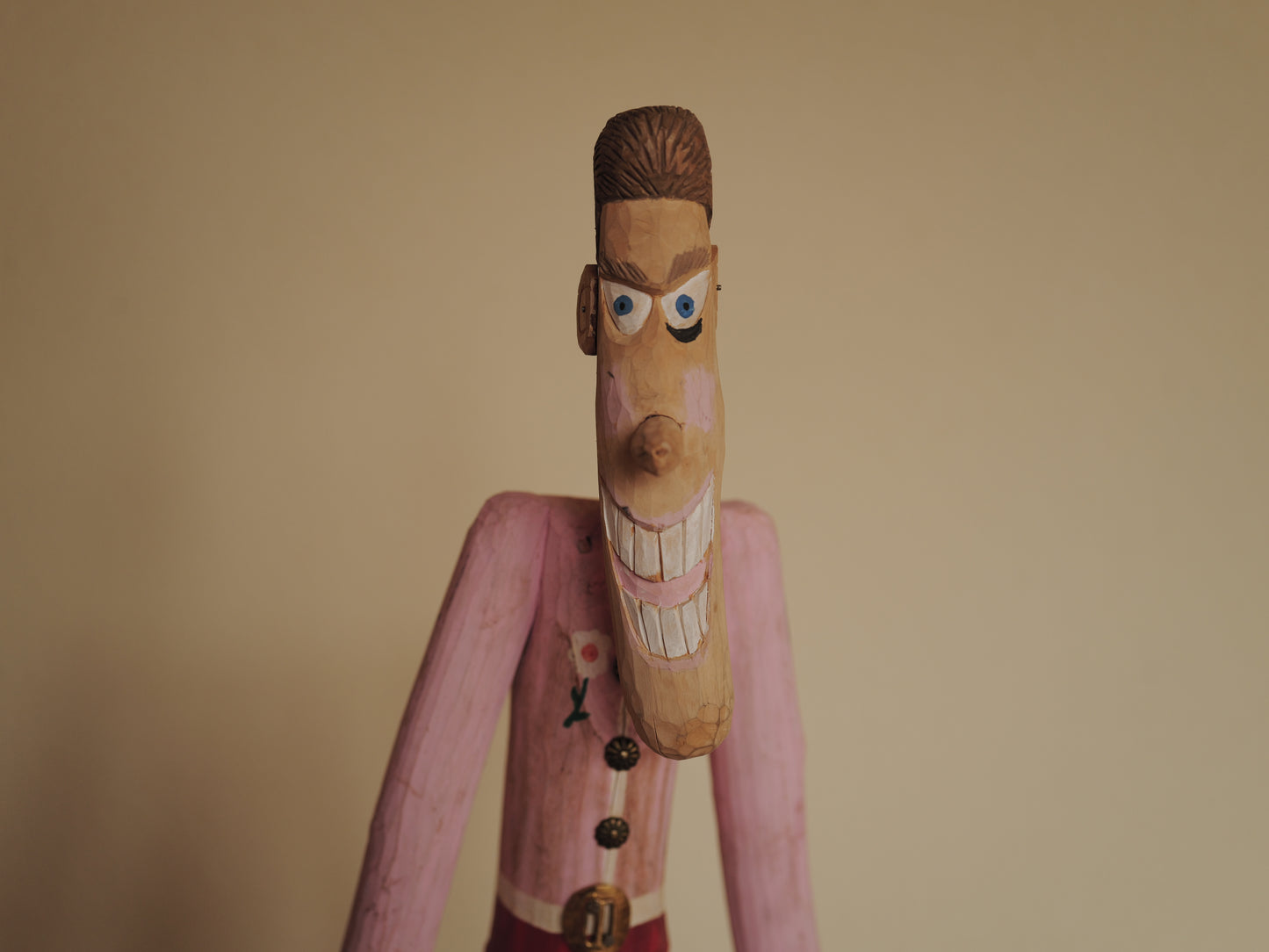 1970s Folk Art Carving Wood FigurineHand Carved Sculpture