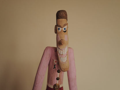 1970s Folk Art Carving Wood FigurineHand Carved Sculpture