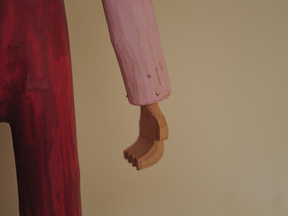 1970s Folk Art Carving Wood FigurineHand Carved Sculpture