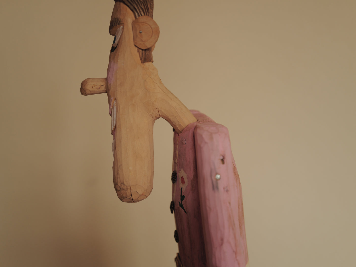 1970s Folk Art Carving Wood FigurineHand Carved Sculpture