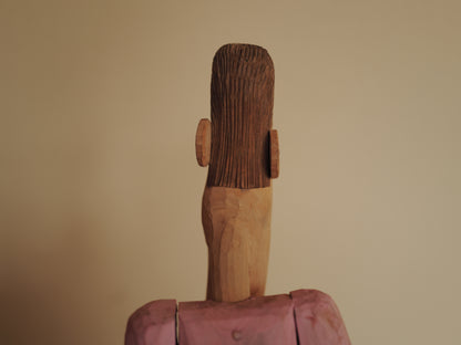 1970s Folk Art Carving Wood FigurineHand Carved Sculpture