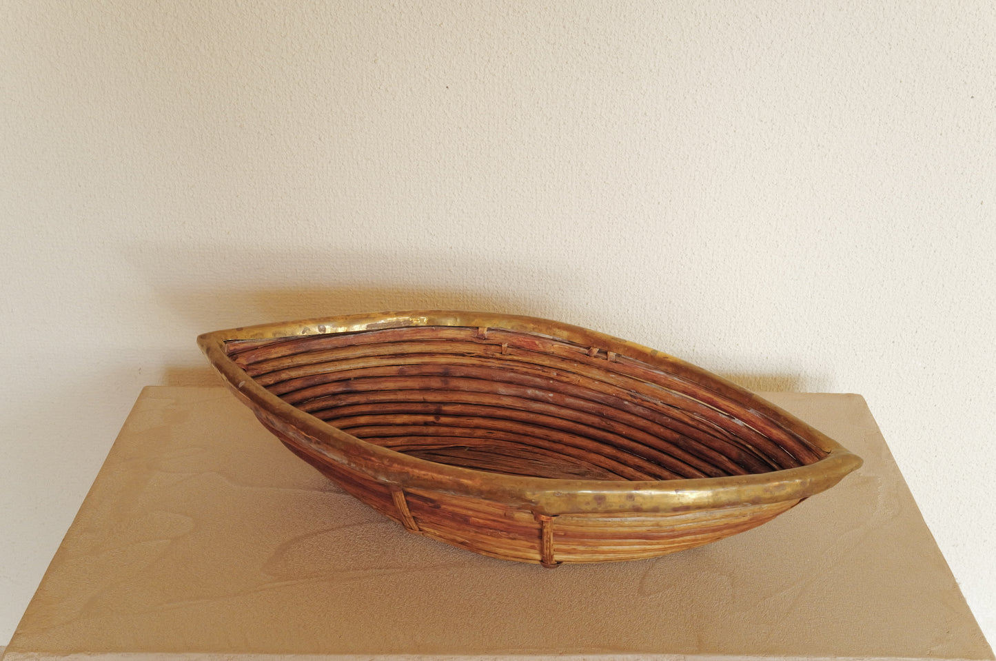 1960s  Rattan and Brass Basket Style of Gabriella Crespi, Italy ⑥