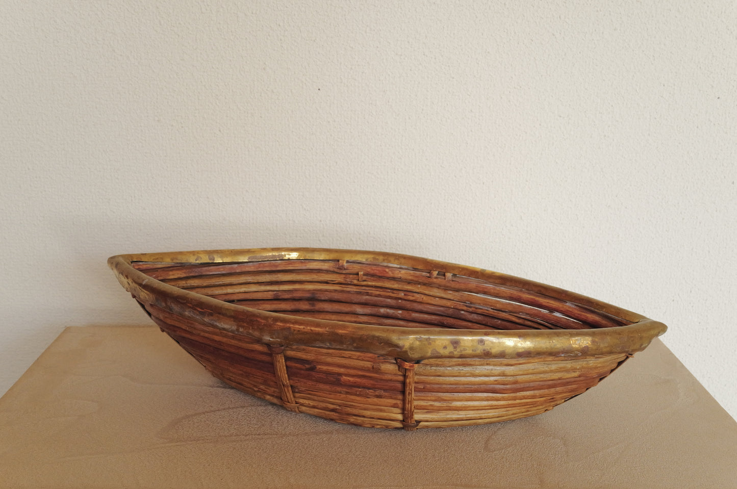 1960s  Rattan and Brass Basket Style of Gabriella Crespi, Italy ⑥